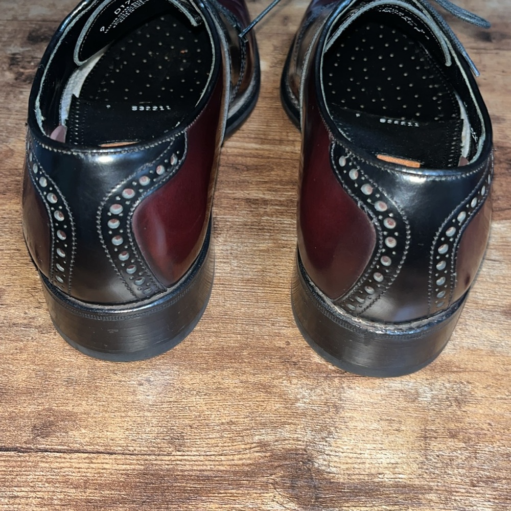 Men’s Florsheim Saddle Oxford Size 9D Burgundy/Black Pre Owned - Picture 4 of 6